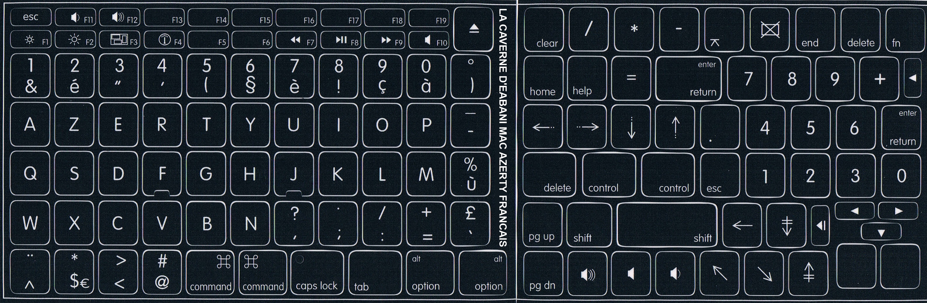 Sticker autocollant AZERTY clavier MAC Français